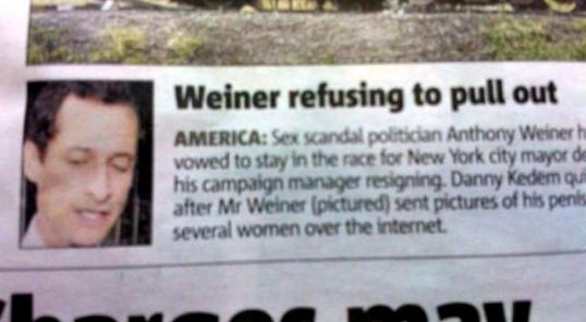 Weiner Refusing To Pull Out